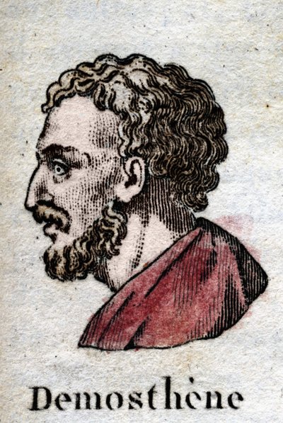 Demosthenes, på oldgræsk Demosthenes (Athen -384 - Calaurie -322), en af de store loftshøjtalere, athensk politiker. af Unknown artist