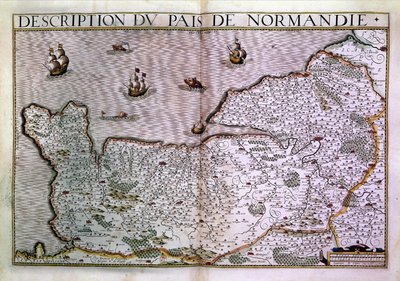 Beskrivelse af Normandy Pais. Kort over Normandiet-regionen i 1620. af Unknown artist