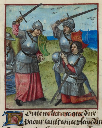 Le Roman de la Rose -sarjan yksityiskohta Peurin taistelusta Honten katsoessa. af Unknown artist