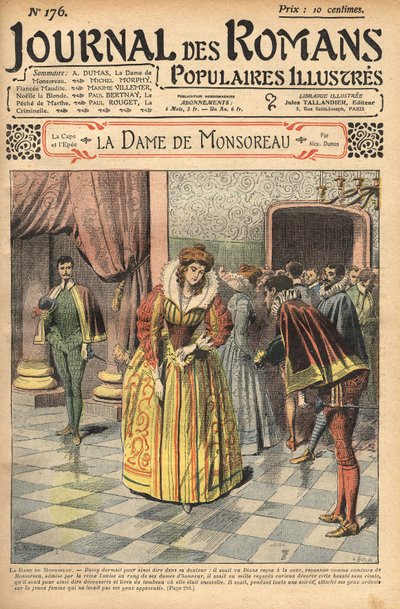 Diane, anerkendt som grevinde af Monsoreau, blev tildelt hoffet. Illustration af "" The Lady of Monsoreau"" af Alexandre Dumas. I "" Journal of illustrated popular novels"". af Unknown artist