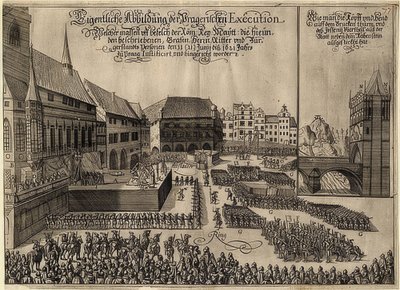Henrettelsen af ​​de bøhmiske oprørere på Prags gamle bytorv. 1621 af Unknown
