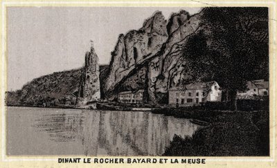 Dinant, le Rocher Bayard et la Meuse, Vallonien, Belgien. Kromolitografi i slutningen af det 19. århundrede. af Unknown artist