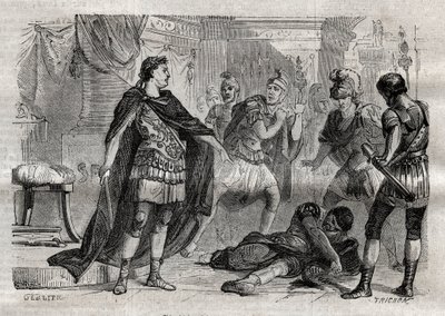 Diocletian (Caius Aurelius Valerius Diocletianus Augustus) (244-311) døende Lucius Flavius ​​Aer - indgravering i " "Dictionnaire populaire illustrious" - 1864 - af Joseph December og Edmond Allonier - af Unknown artist