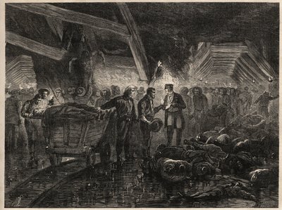 Katastrofe af minerne i besege - MINES DE COAL DE LALLE - Oversvømmelser af Unknown artist