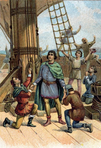 Discovery of America af Christopher Columbus (Cristoforo Colombo) i 1492. af Unknown artist