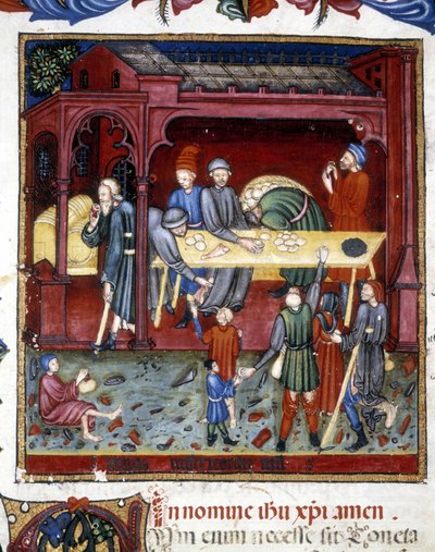 Uddeling af brød og sko til gamle og fattige. 1422. af Unknown artist