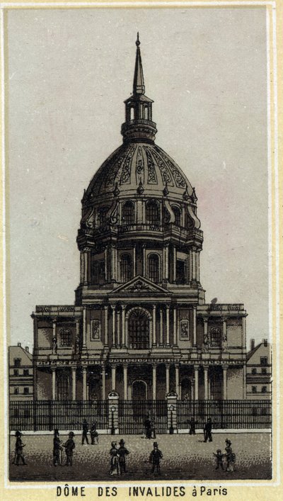 Dome des Invalides i Paris. Kromolitografi fra slutningen af det 19. århundrede. af Unknown artist