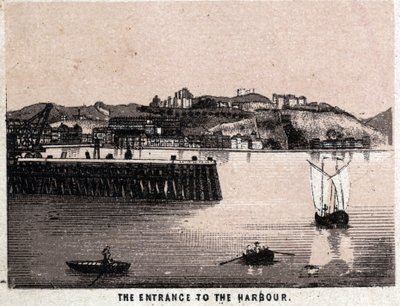 Dover, England: Indgang til havnen (havnen) i Dover. i "" Verden illustrerer 168 visninger"" Udateret (slutningen af det 19. århundrede) af Unknown artist