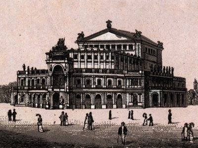 Dresden, Tyskland: udsigt over Det Kongelige Teater i Dresden. i "" Verden illustrerer 168 visninger"" Udateret (slutningen af det 19. århundrede) af Unknown artist