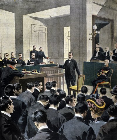 Dreyfus-sag: vidneudsagn fra oberstløjtnant Georges Picquart (1854-1914) ved retssagen mod forfatteren Emile Zola (efter brevet J