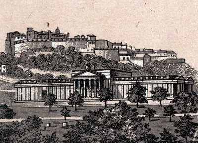 Edinburgh, Skotland: udsigt over National Gallery i Edinburgh. i "" Verden illustrerer 168 visninger"" Udateret (slutningen af det 19. århundrede) af Unknown artist