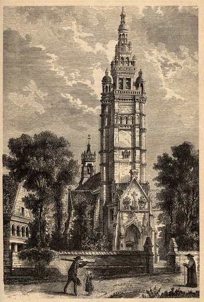 Kirken Notre Dame de Croaz Batz i Roscoff - Finistere - Bretagne - gravering i "" PATRIE" - PECTURESSE BESKRIVELSE AF FRANKRIG I 6 BIND AF LUCIEN HUARD - slutningen af ​​1800-tallet af Unknown artist