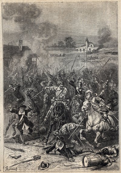 Puritanernes Egorgement - illustration fra det 19. århundrede til den historiske roman "The Puritans of Scotland" (Old Mortality) af Walter Scott (1771-1832) af Unknown artist