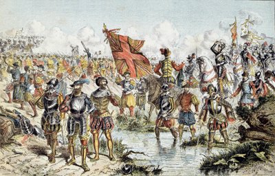 Ottende religionskrig (1585-1598): slaget ved Ivry den 14/03/1590 mellem den kongelige hær af Henrik IV (som vil sejre) og den katolske liga. Illustration af det 19. århundrede. Paris, Musee de l