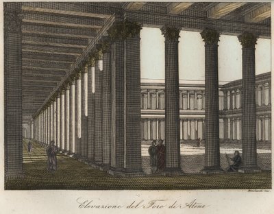 Forhøjning af forummet i Athen (The Roman Forum of Athens er placeret nord for akropolis og øst for den originale klassiske græske agora) indgravering fra "" Skikke og skikke for alle folk i universet. Det er historien om regeringen, lovene, om m af Unknown artist