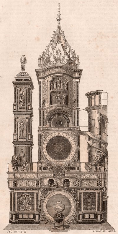 Astronomisk ur i katedralen Vor Frue af Strasbourg, Frankrig, set oppe fra højden af Unknown