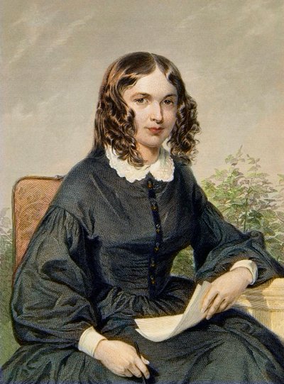 Elizabeth Barrett Browning (1806-1861) - Engelsk digter - gravering - Elizabeth Barrett Browning Engelsk digterinde og feminist (1806-1861) af Unknown artist
