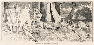 Lejr af Themsen Roklub.? fra ?Skitser fra en damplancering ved Henley Regatta? udgivet i juli 1878 af Unknown