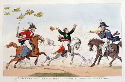 Engelsk tegneserie om Napoleon I - i Napoleon I, karikaturer, dummysamling. 1814 - 1815. B.H.V.P. af Unknown artist
