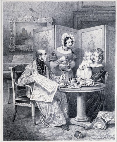 Engelsk par tager te - 1800-tallet. af Unknown artist