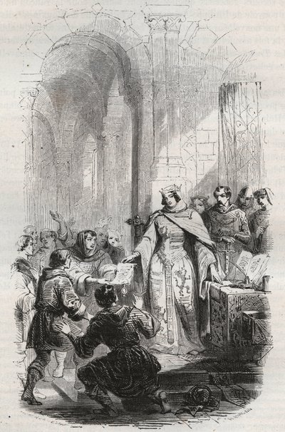 Ermesinde, grevinde af Luxembourg - Portocharter givet af Ermesinde Iere fra Luxembourg til Luxembourgs indbyggere i 1243 - Indgravering af 1868 i "Belgiens historie fra primitive tider til Leopold I