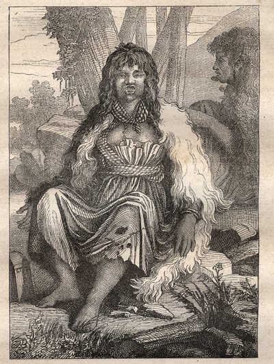 Ekspedition jorden rundt (1785-1788) af Jean Francois Galaup de La Perouse (1741-1788): typer af kvinder i havnen i den franske (Alaska) - illustration taget fra "" Les Grands Mariners du 18th century"" af Unknown artist