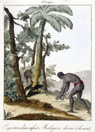 Eksponering (opgivelse) af et barn, der døde på Madagaskar - grav. 1811 af Unknown artist
