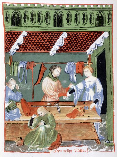 Stofhandler (skrædder?) og syerske i middelalderen af Unknown artist