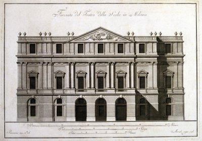Facade af teatret alla Scala i Milano. af Unknown artist
