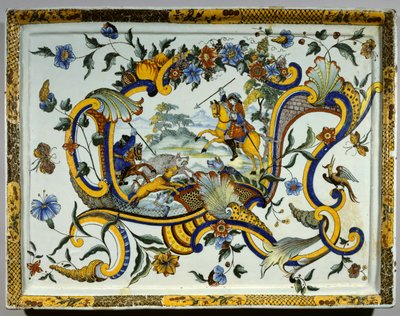 Fajancefad, der repræsenterer en vildsvinejagtscene - 1600-tallet - Paris, Musée Du Louvre af Unknown artist