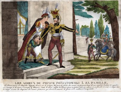 Farvel med prins Joseph (Jozef) Antoni Poniatowski (1763-1813) til hans familie, gravering af tiden af Unknown artist