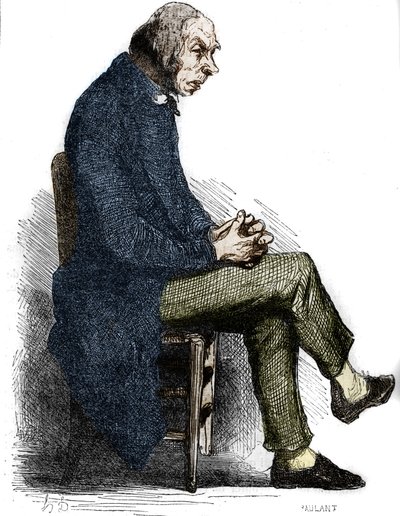 Fader Goriot. Gravering midten af 1800-tallet. Illustration til "The Father Goriot" af Honore de Balzac (1799-1850). af Unknown artist