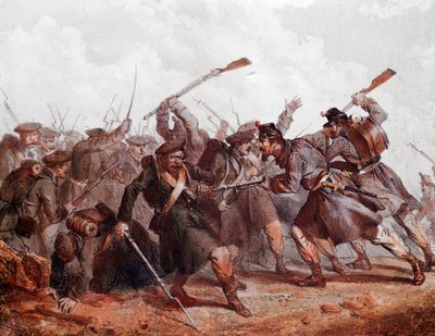 Kamp mellem den russiske hær og den engelske, osmanniske og franske koalition af Unknown artist