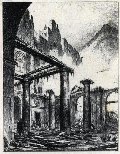 Brand i det italienske teater i Paris i 1838 af Unknown artist
