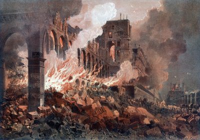 Finansministeriets brand (dengang i Tuilerierne) den 24. maj 1871 - litografi, slutningen af 1800-tallet af Unknown artist