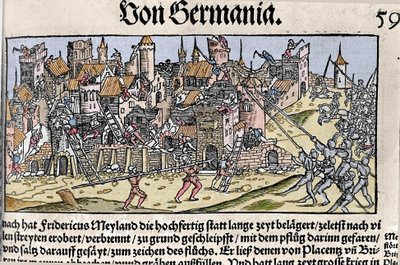 Frederick Barbarossa Kejser af Det Hellige Romerske Rige erobrede og ødelagde Milano.I 1162. af Unknown artist