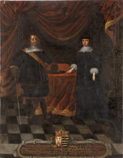 Frederic III de Holstein Gottorp et Marie Elisabeth de Saxe - Hertug Frederik III af Holstein-Gottorp (1597-1659) og hertuginde Marie Elisabeth (1610-1684), Anonym . Olie på lærred. Mål: 103,5x79,5 cm. Nationalmuseum Stockholm af Unknown artist