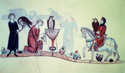 Frederic II (1194 - 1250) tysk kejser i 1212. Miniature stammer fra en falkejagt fra det 13. århundrede. Paris. B N af Unknown artist