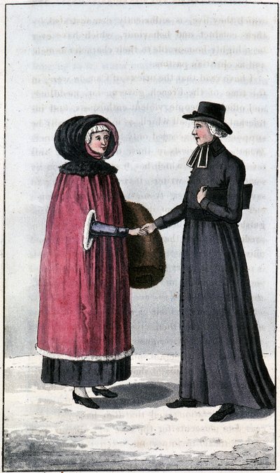 fransk canadisk dame, jeune francaise canadienne; i "Rejser gennem Canada og Nordamerikas Forenede Stater 1806-1808", af John Lambert, red. London af Unknown artist