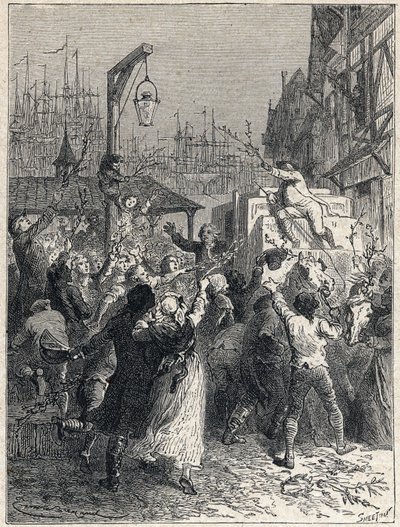 Fransk Revolution: Triumf for Honore Gabriel (Honore-Gabriel) Riqueti, greve af Mirabeau (1749-1791) gik ind i byen Marseille i 1789. Gravering fra 1889. Privat samling. af Unknown artist