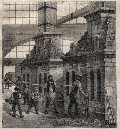 Franske industrier: fremstilling af porcelænsknapper - gravering i "La Science francaise"" af Unknown artist
