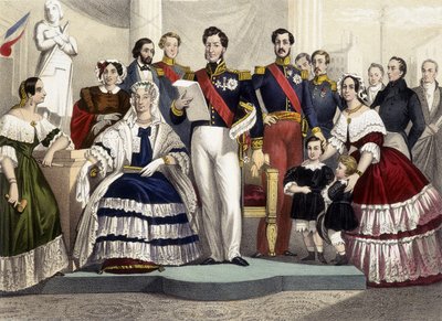Fra 1830 til 1848. Prinsesse Marie, Marie Amélie, Louis Philippe 1., greven af Paris, hertugen af Chartres og prinsesse Hélène. Indgravering af det 19. århundrede. af Unknown artist