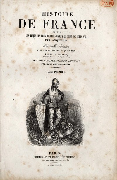 Frontispice af "History of France" af Anquetil. 1838. af Unknown artist