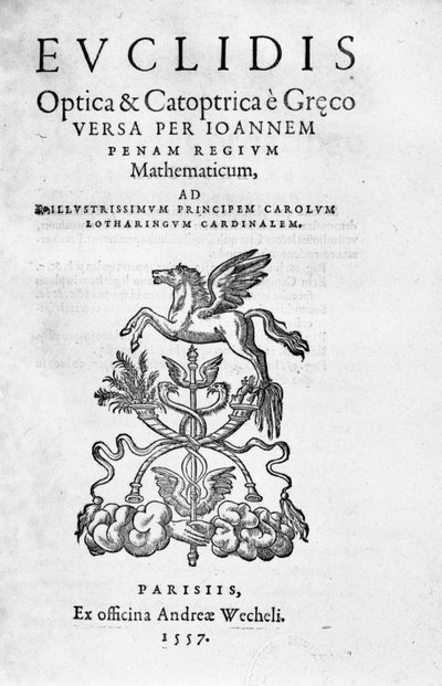 Frontispice af "Optica & Catoptrica..." af Euclid af Unknown artist