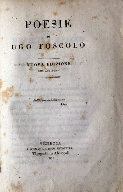 Frontispice af "Poesy" af den italienske digter og dramatiker Ugo Foscolo (1778-1827) 1822 af Unknown artist