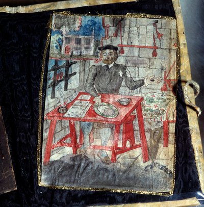 Frontispice af digtsamlingen af den portugisiske digter Luis Vaz de Camoes, kendt som Camoanerne (1525-1580). Digteren er fængslet der. Lissabon, Nationalmuseet for antik kunst af Unknown artist