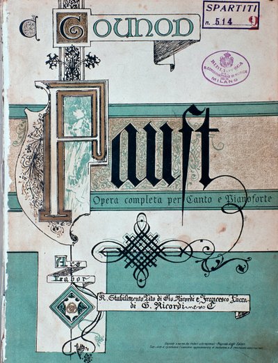 Frontispice af Faust, opera af Charles Gounod af Unknown artist