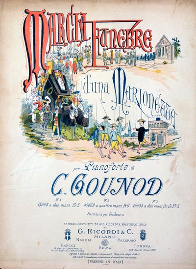 Frontispice af Funeral March of a Puppet af Charles Gounod af Unknown artist