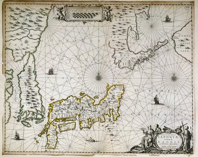 Geografisk kort over Japan, Korea og Sydkina af Unknown artist