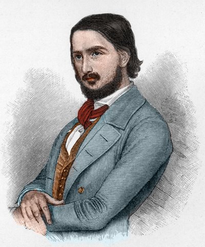 Georg Friedrich Rudolph Theodor Herwegh (1817-1875) tysk digter, revolutionær og oversætter. af Unknown artist